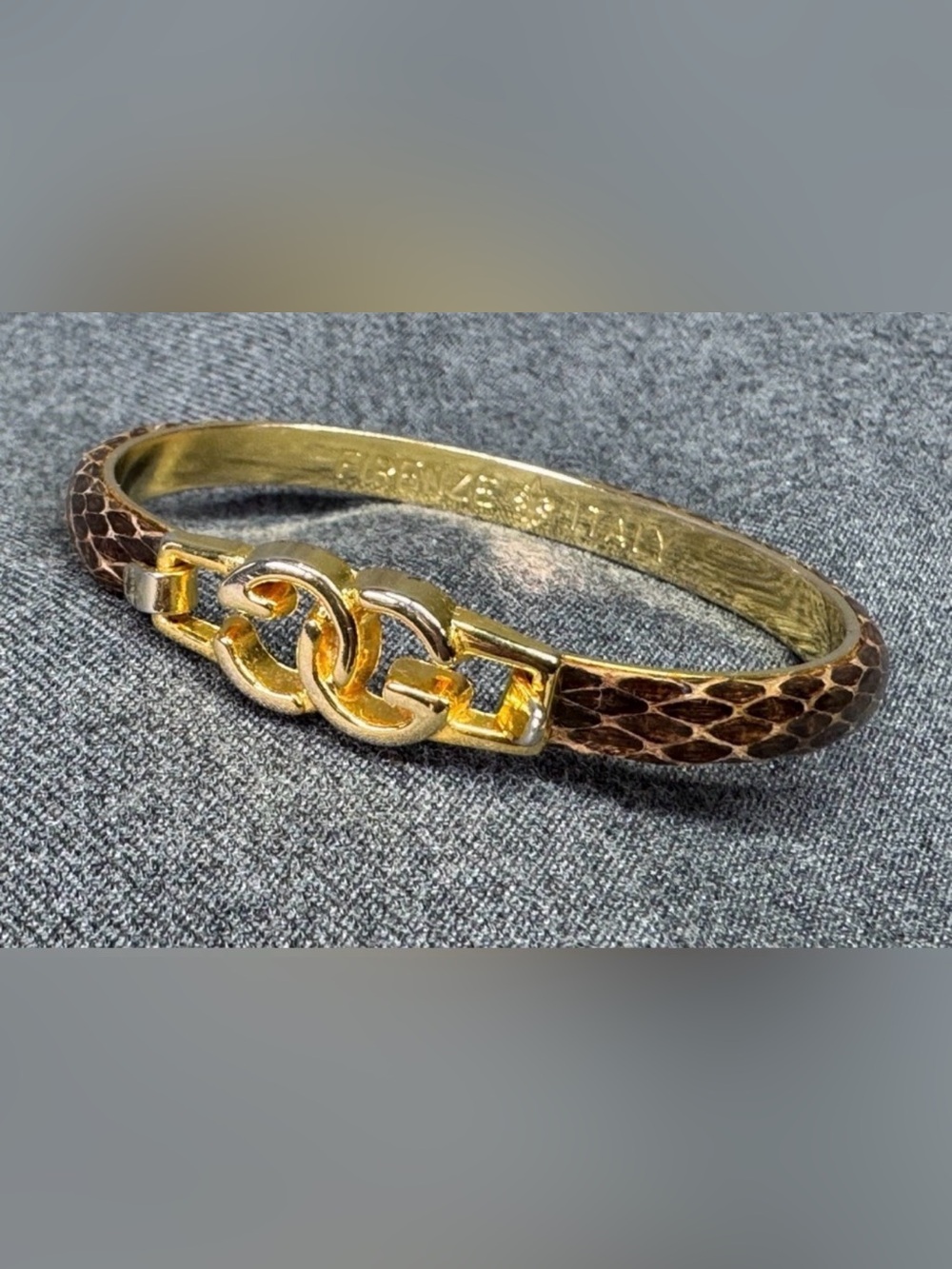 Authentic Vintage Gucci Firenze Italy brown snakeskin bracelet- cert attached